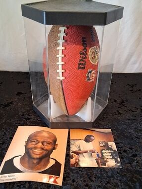Jerry Rice Autographed  SF49ERs Football Red and Brown NFL Football